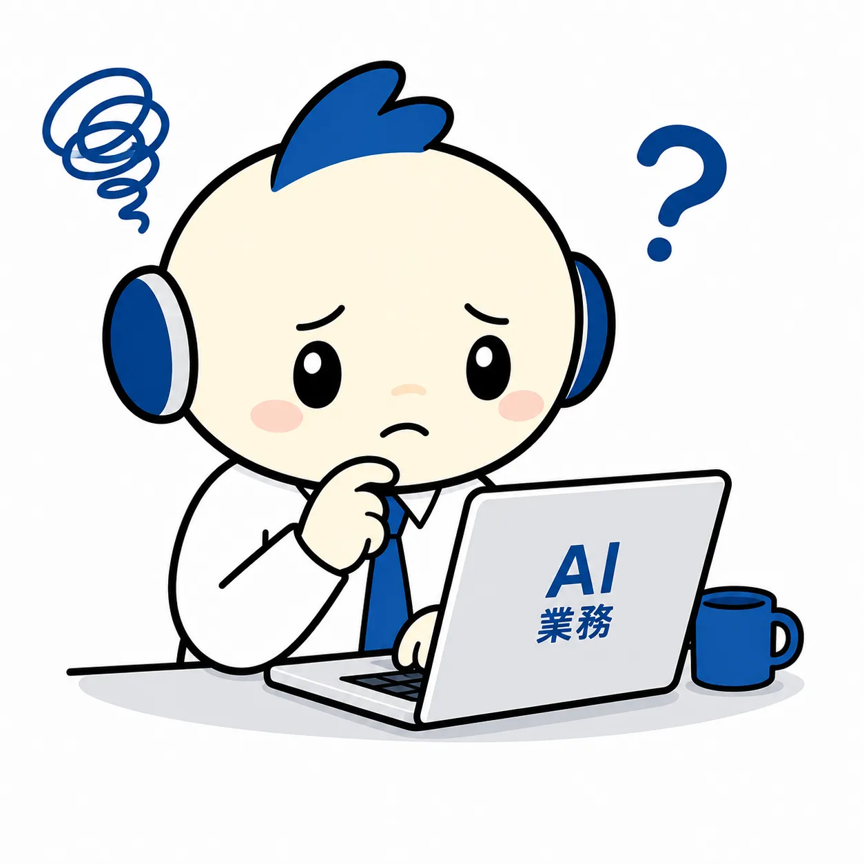 仕事でAIを使う悩みを考えるAI業務のキャラクター